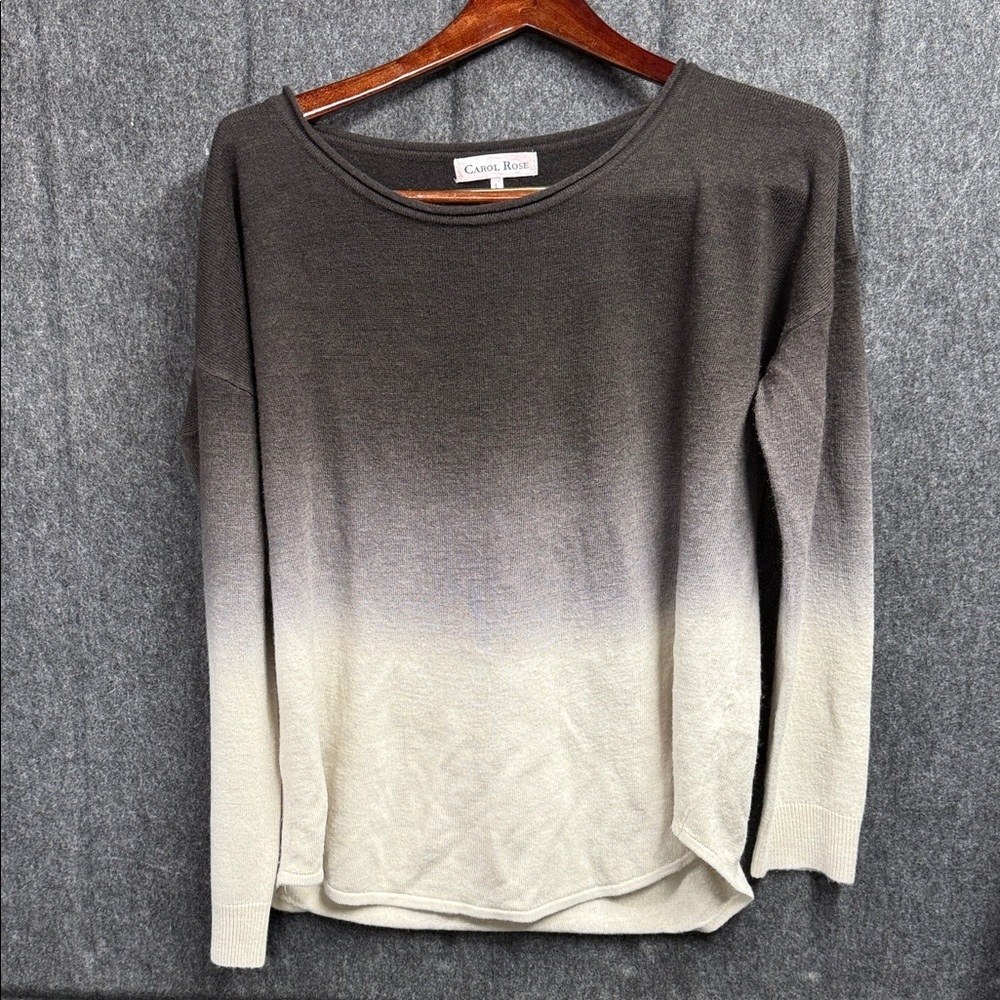 Carol Rose Dip Dye Long Sleeve Top in Gray and White